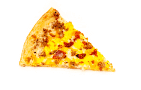 A slice of breakfast pizza